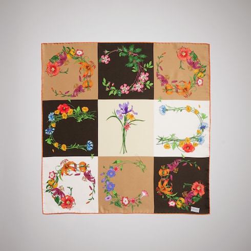 Printed silk twill bandana - multicolor