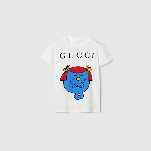 Baby cotton T-shirt with print - white