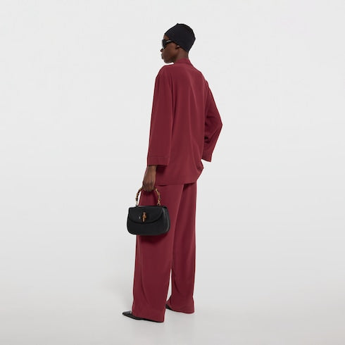 Silk crêpe de chine shirt with embroidery - bordeaux
