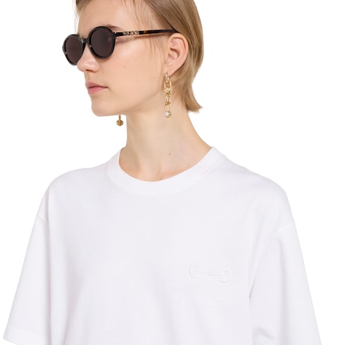 Cotton jersey T-shirt with embroidery - white