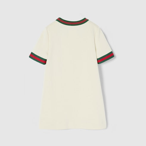 Children's cotton dress with Horsebit - white