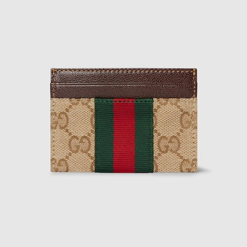 GG card case with Web - sand and brown GG canvas