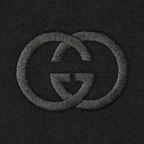 Cotton jersey T-shirt with embroidery - black
