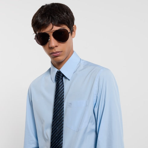 Interlocking G chain silk tie - blue