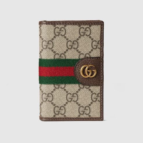 Ophidia long card case - beige and dark brown fabric