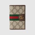 Ophidia long card case - beige and dark brown fabric