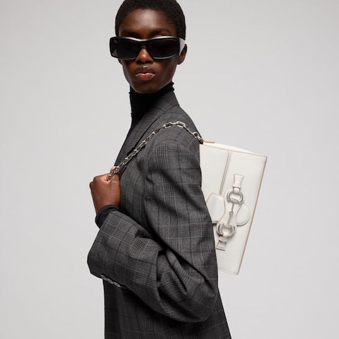 Horsebit Ristretto medium shoulder bag - white leather