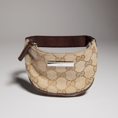 Gucci Tag mini coin purse - sand and brown GG canvas