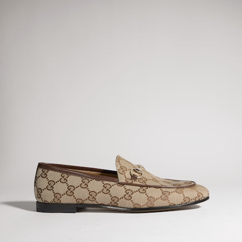 Women's Gucci Jordaan loafer - beige and ebony GG canvas