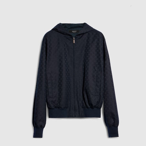 GG cotton canvas zip jacket - dark blue