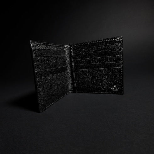 Bi-fold wallet with Web card slots - black GG canvas