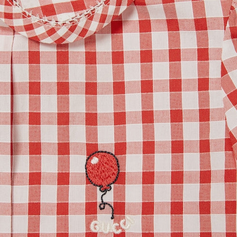 Baby gingham cotton shirt - red and white