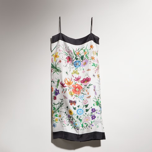 Printed silk twill dress - multicolor