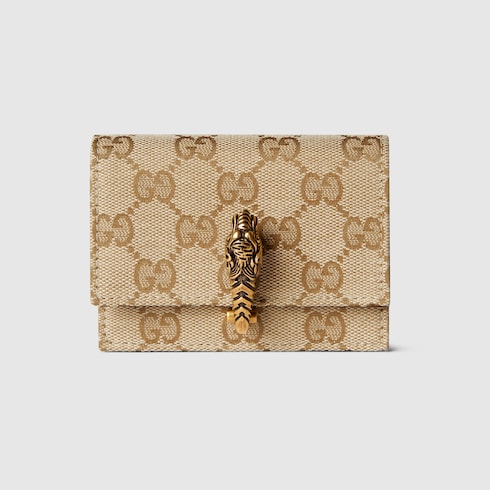 Dionysus small wallet - sand and brown GG canvas