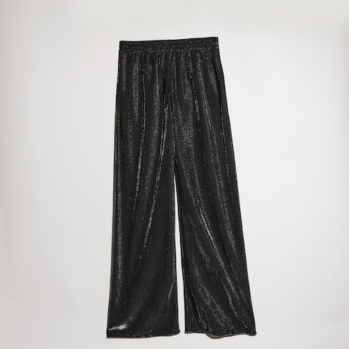 Jersey pants with iridescent effect - black