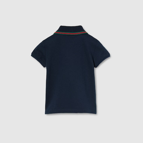 Baby cotton polo shirt with Web - dark blue