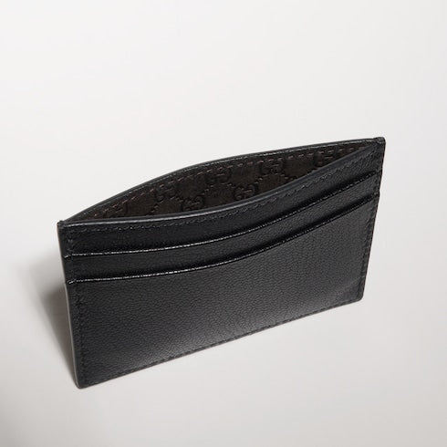 Card case with Gucci lettering - black leather