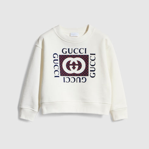 Children's cotton sweatshirt with print - white
