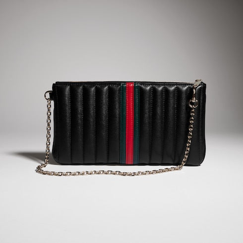 GG Marmont pouch with strap - black leather