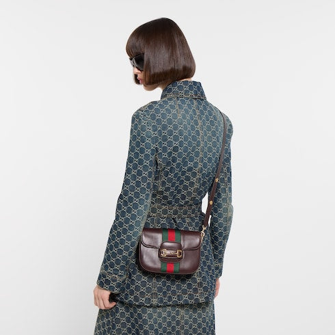 Gucci Horsebit 1955 small shoulder bag - dark brown leather