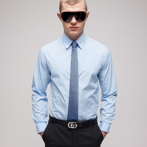 GG silk jacquard tie - light blue