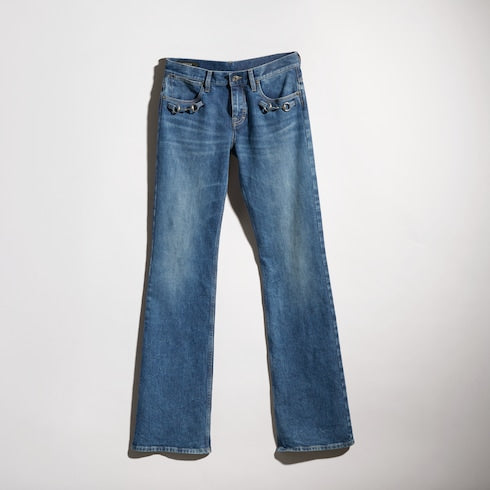 Stretch cotton denim with Horsebit - blue
