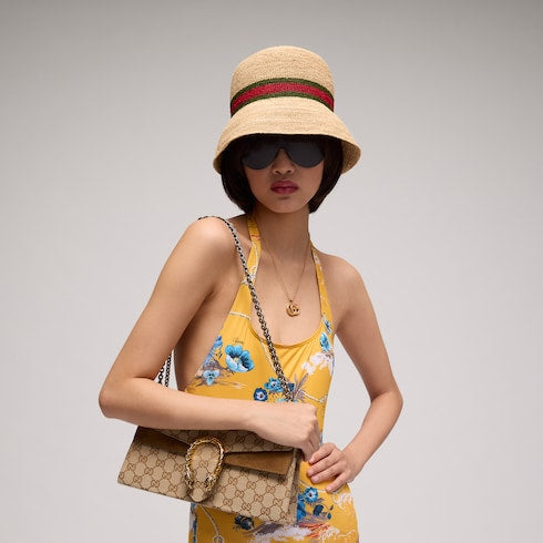 Woven fabric hat with Web - light beige