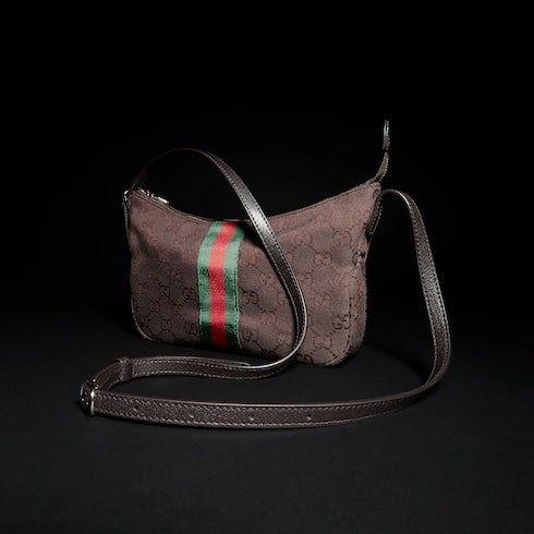 Lunetta small crossbody bag - dark brown GG canvas