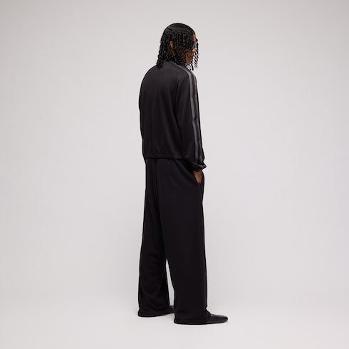 Cotton jersey zip jacket with muted Web - black