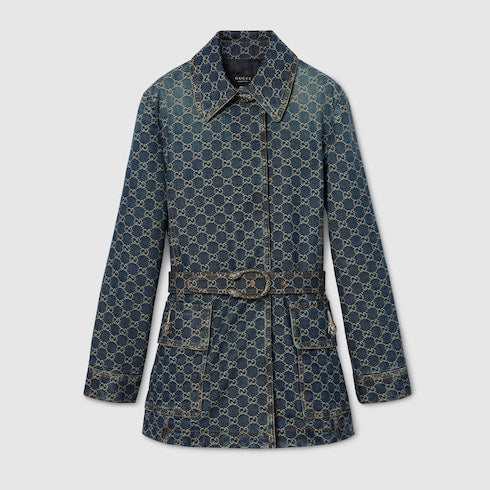 GG cotton denim jacquard jacket - blue