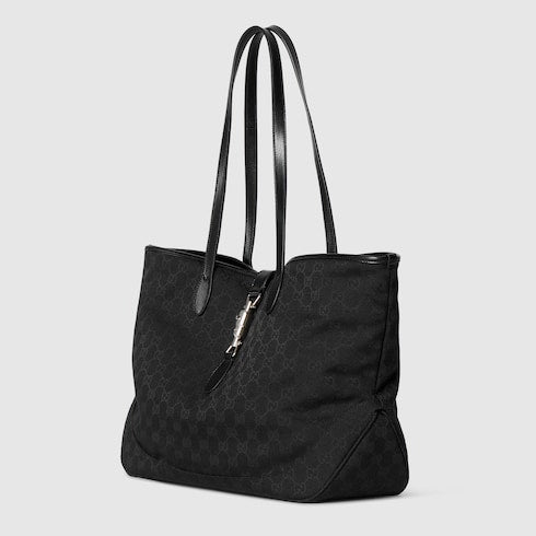 Gucci Jackie medium tote bag - black GG canvas