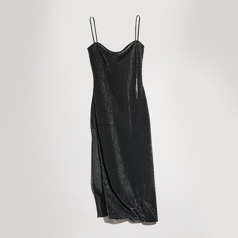 Jersey dress with iridescent effect - black