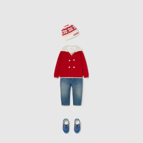 Baby wool sweater - red and white
