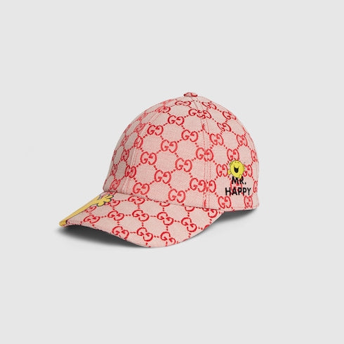 Children's GG canvas baseball cap - beige and red