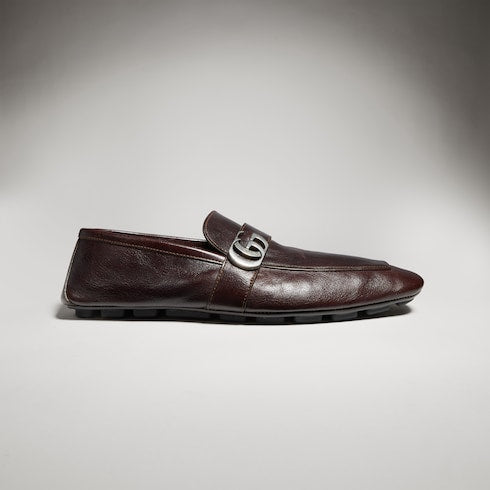 Men's driver with Double G - dark brown leather
