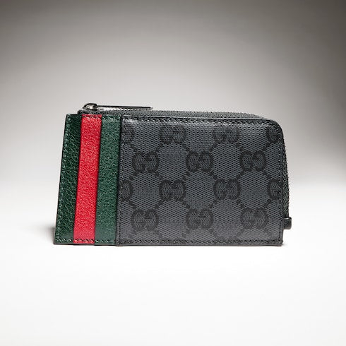 Long card case with Web card slots - black GG canvas