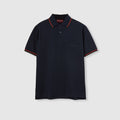 Cotton polo shirt with embroidery - dark blue
