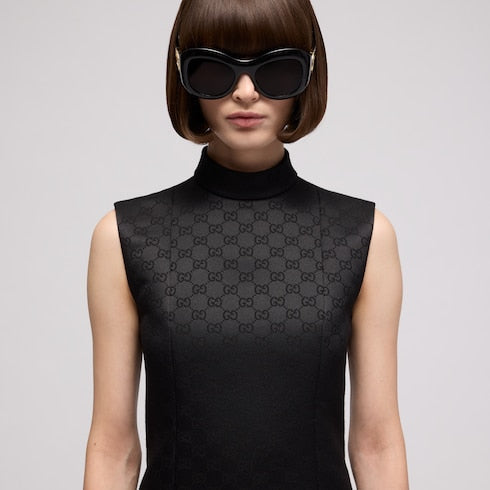 GG viscose jacquard dress - black