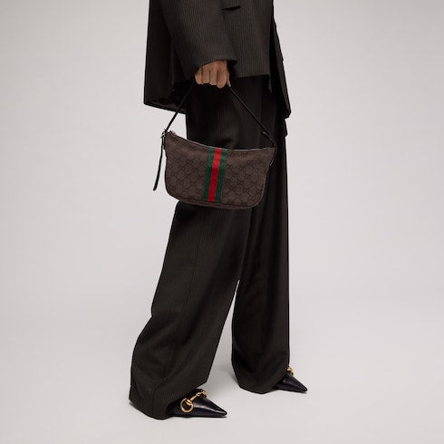 Lunetta small crossbody bag - dark brown GG canvas