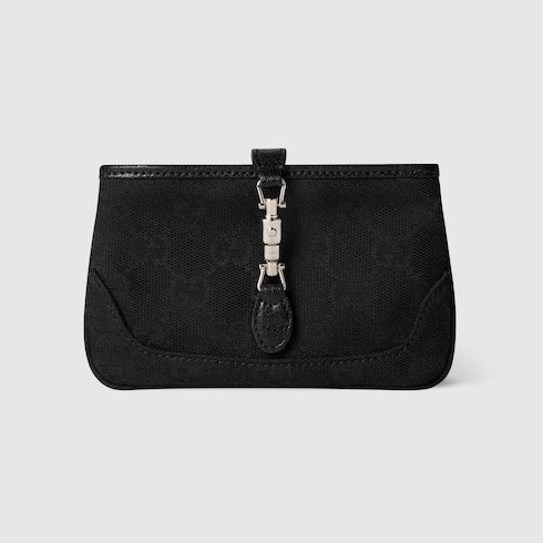 Gucci Jackie zip key pouch - black GG canvas