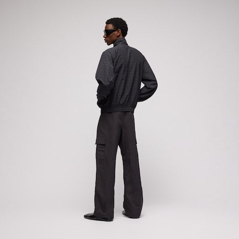 Froissé nylon faille cargo pants - black