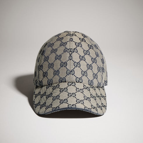 GG cotton canvas baseball hat - beige and blue