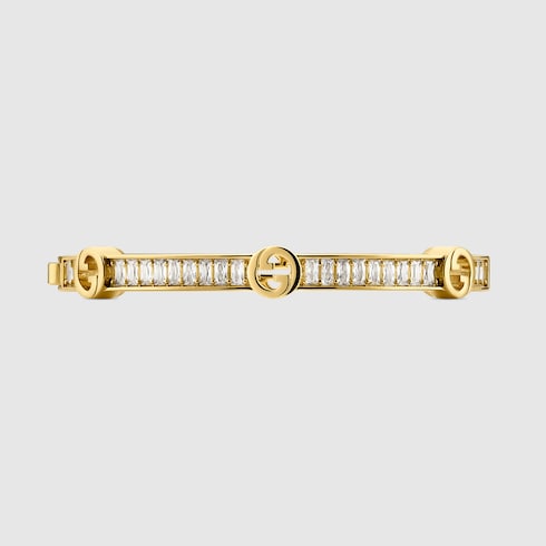 Gucci Blondie crystal bangle bracelet - gold-toned brass