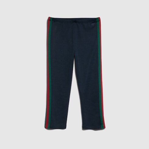 Rib cotton jersey pants with Web - blue
