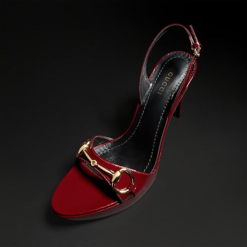 Women's Donna platform sandal - burgundy patent leather