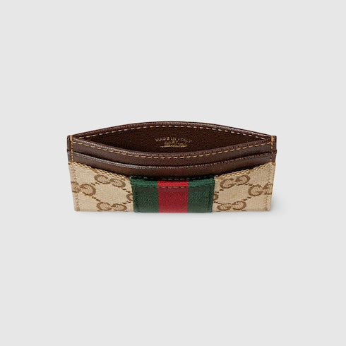 GG card case with Web - sand and brown GG canvas