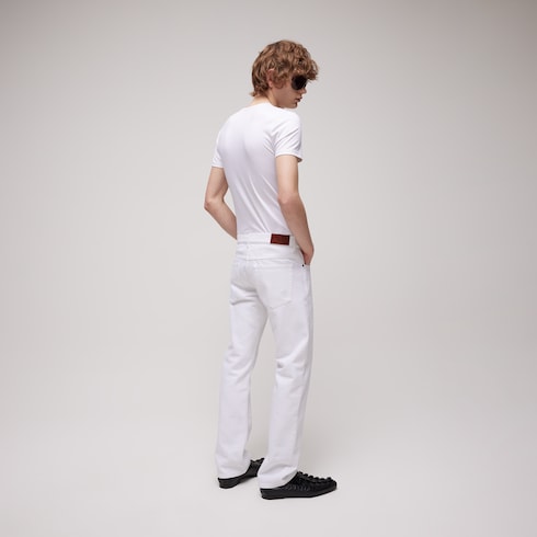 Cotton denim pants - white