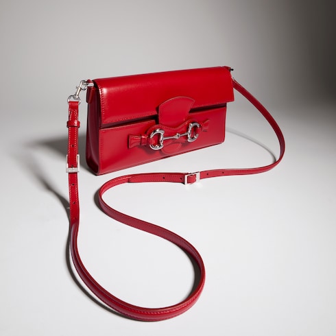 Horsebit Ristretto medium shoulder bag - red leather