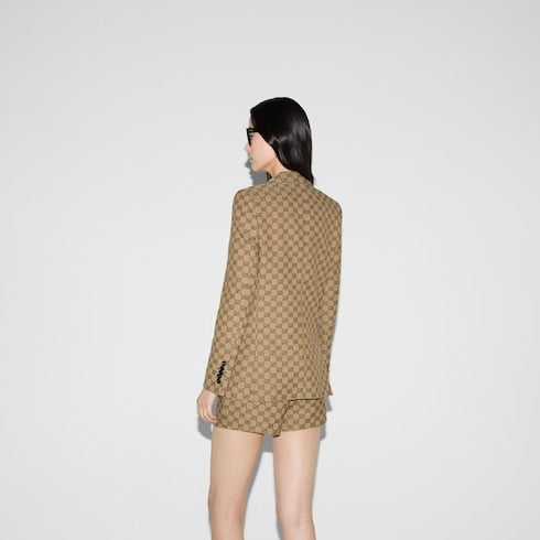 GG canvas jacket - camel and ebony