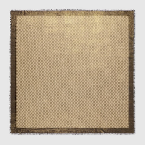 GG wool jacquard shawl - Shiny